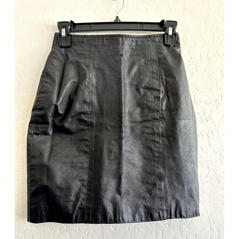 Byrnes & Baker Leather‎ Mini Skirt Woman's Size 8 Rockabilly moto biker